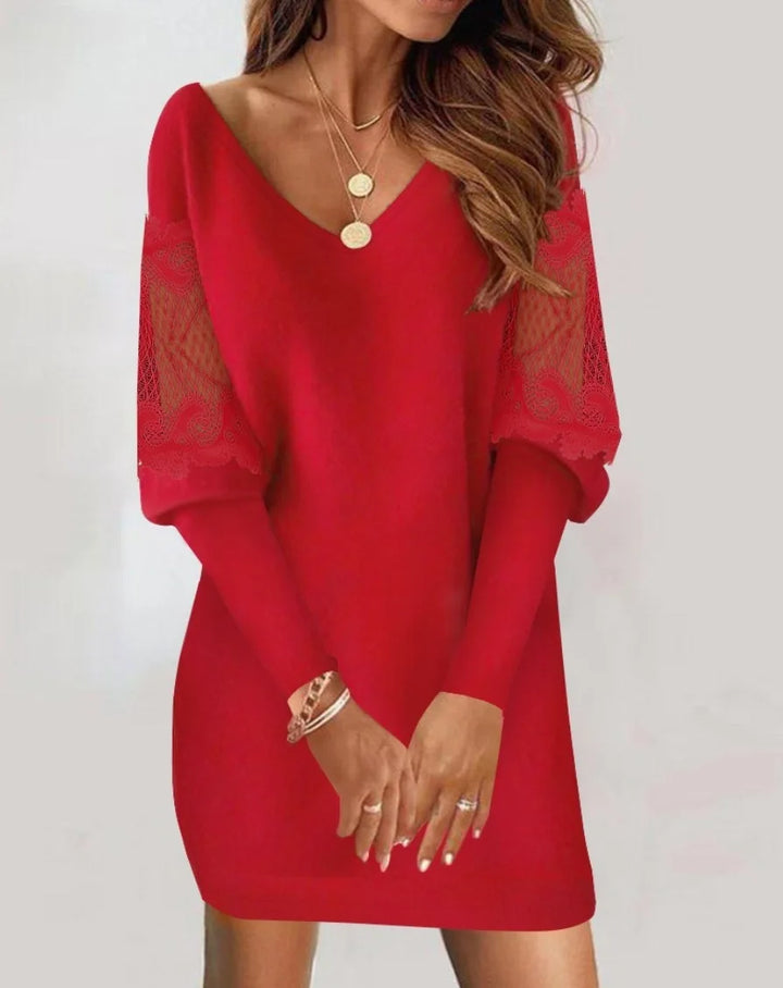 Maribel | Women’s Batwing Sleeves Mini Dress with V-neckline