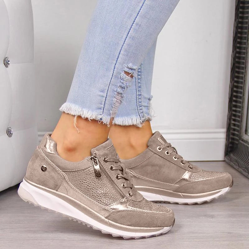 Sienna | Women’s Casual Lace-Up Sneakers with Side Zipper
