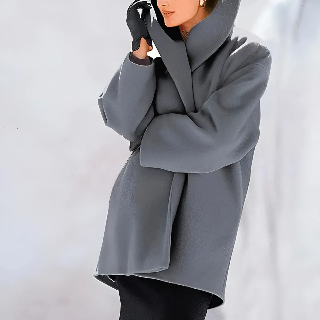 Bea | Women's Winter Coat with Buttons and Stand Collar