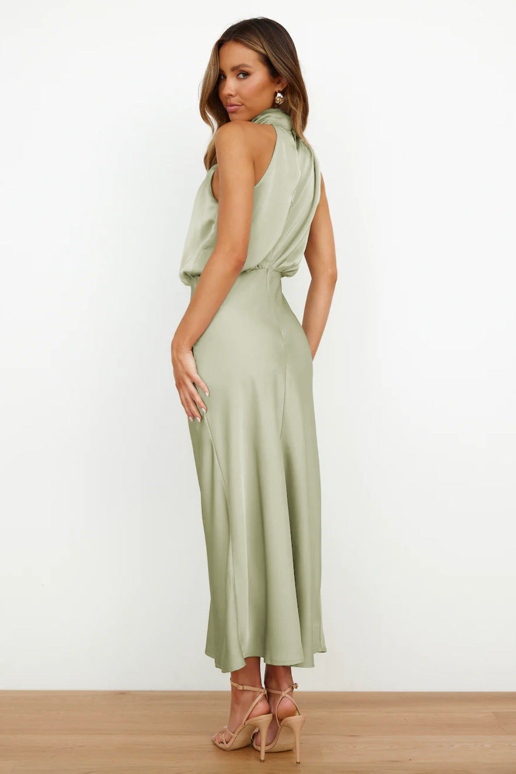 Marzelle | Women's Elegant Halter Satin Dress