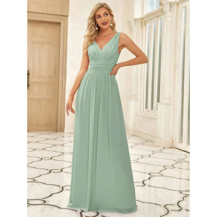 Aliah | Women’s Formal V-neck Maxi Dress with Sleeveless