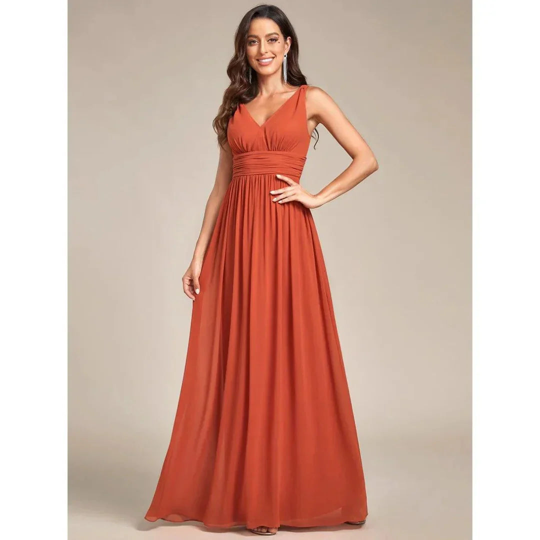 Aliah | Women’s Formal V-neck Maxi Dress with Sleeveless