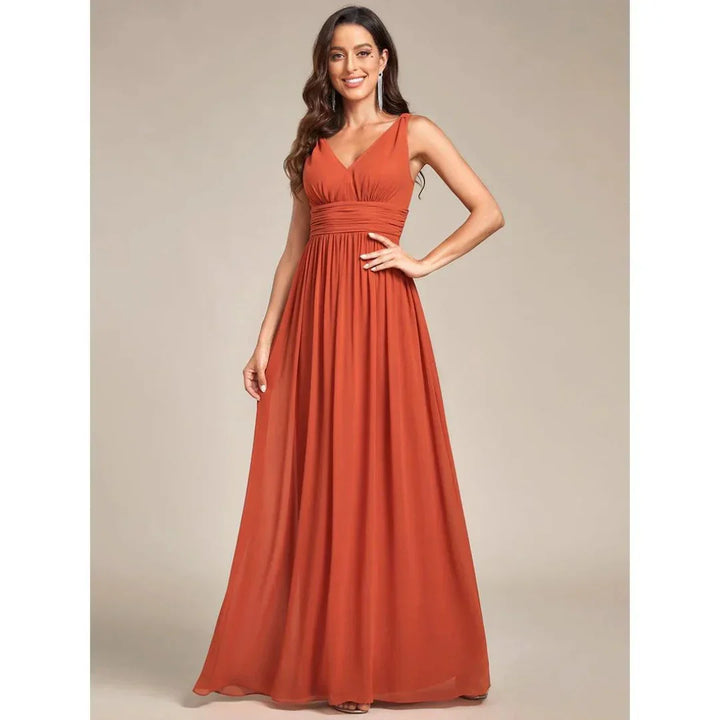 Aliah | Women’s Formal V-neck Maxi Dress with Sleeveless
