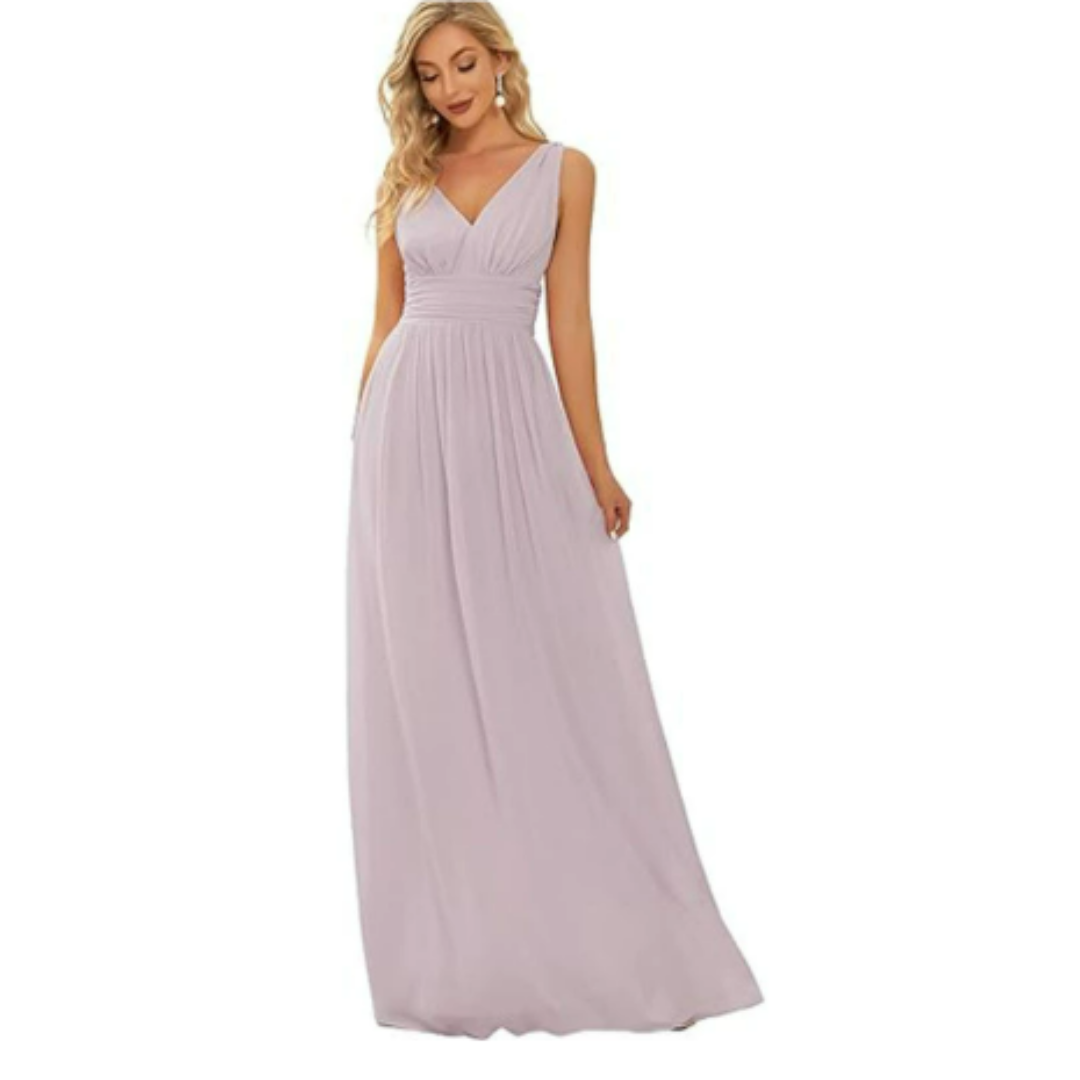 Aliah | Women’s Formal V-neck Maxi Dress with Sleeveless