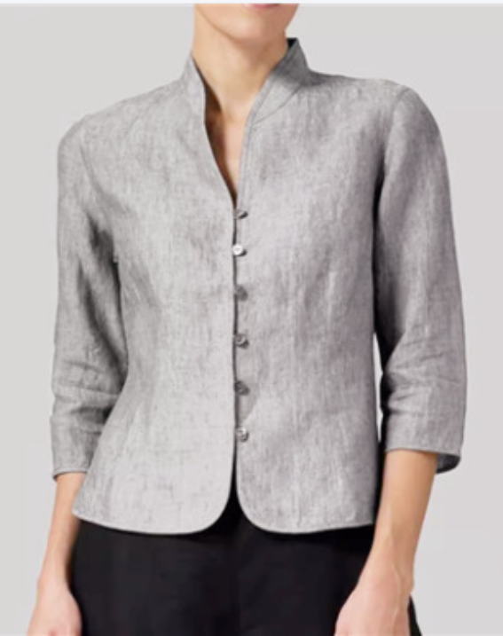 Brienna | Women’s Vintage Long Sleeve Blouse with Stand Collar and Buttons