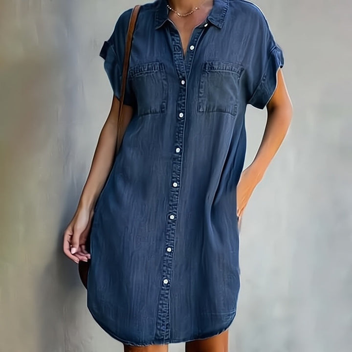 Thalia | Women’s Denim Button-Front Shirt Mini Dress