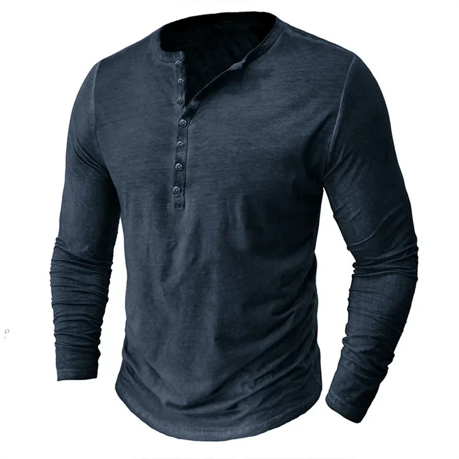 Theo | Men’s Long Sleeve Henley Shirt with Soft Cotton