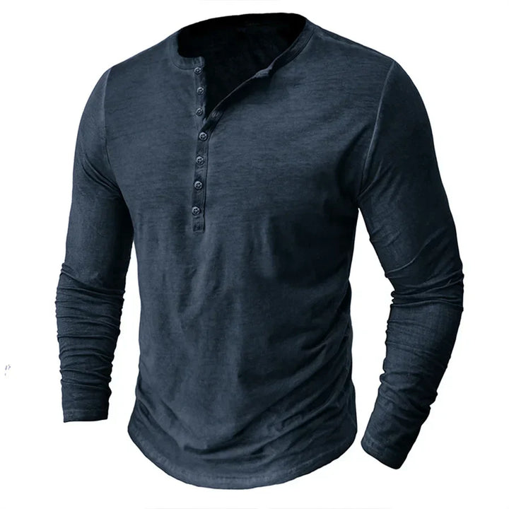 Theo | Men’s Long Sleeve Henley Shirt with Soft Cotton