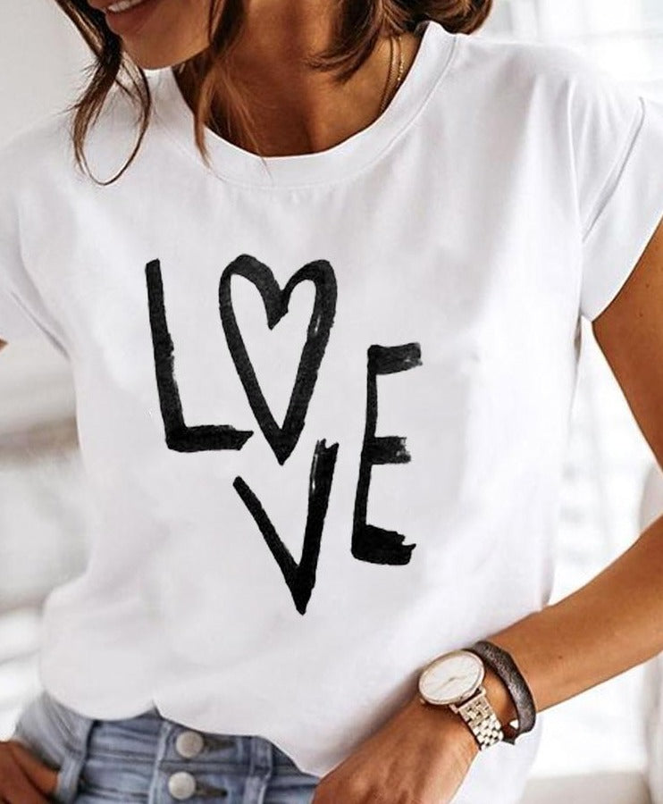 Sierra | Women’s Round Neck Summer T-shirt with Graphic Print