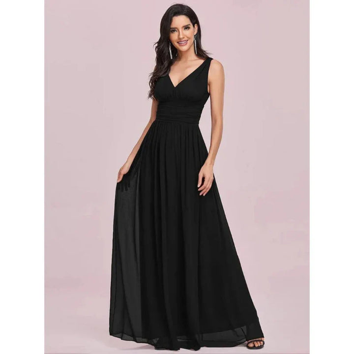 Aliah | Women’s Formal V-neck Maxi Dress with Sleeveless