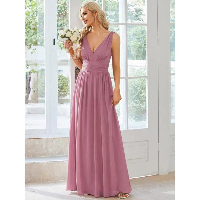 Aliah | Women’s Formal V-neck Maxi Dress with Sleeveless