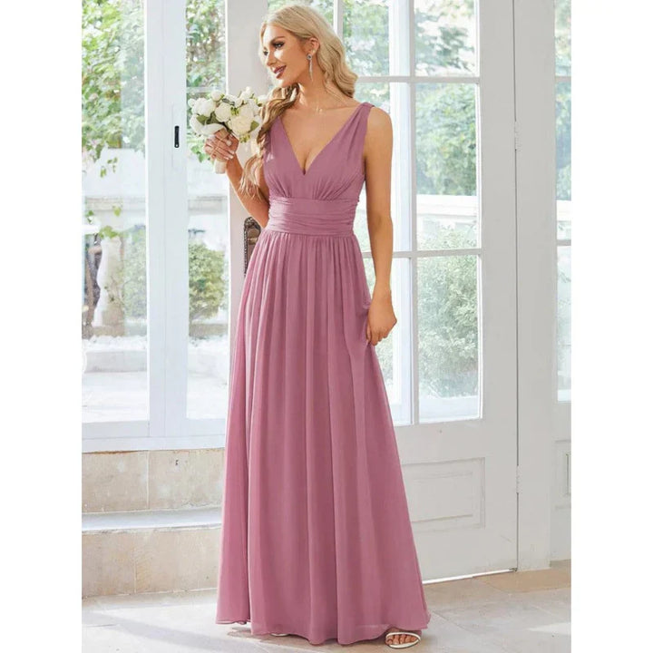 Aliah | Women’s Formal V-neck Maxi Dress with Sleeveless