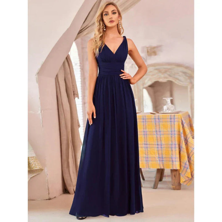 Aliah | Women’s Formal V-neck Maxi Dress with Sleeveless