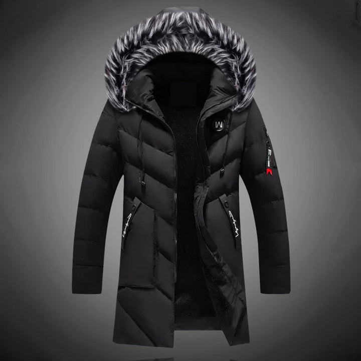 Sebastian | Men's Long Padded Winter Jacket with Fur Lined Hood