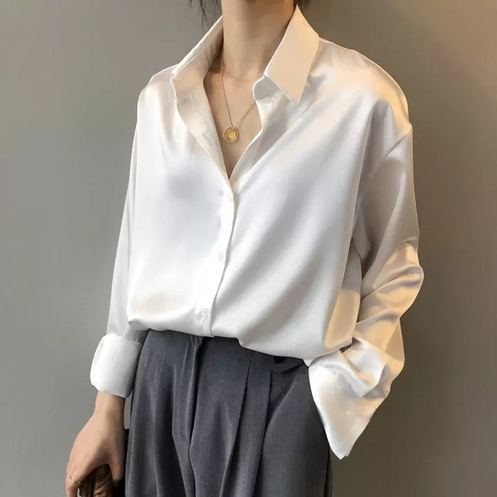Livia | Women’s Elegant Satin Long Sleeves Blouse