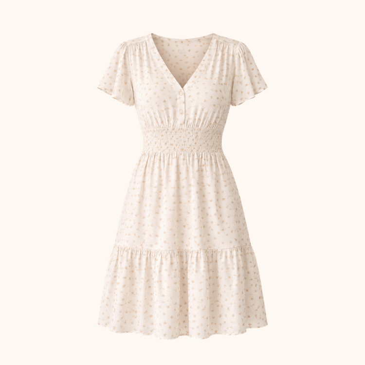 Women’s V-Neck Short Sleeve Midi Dress
