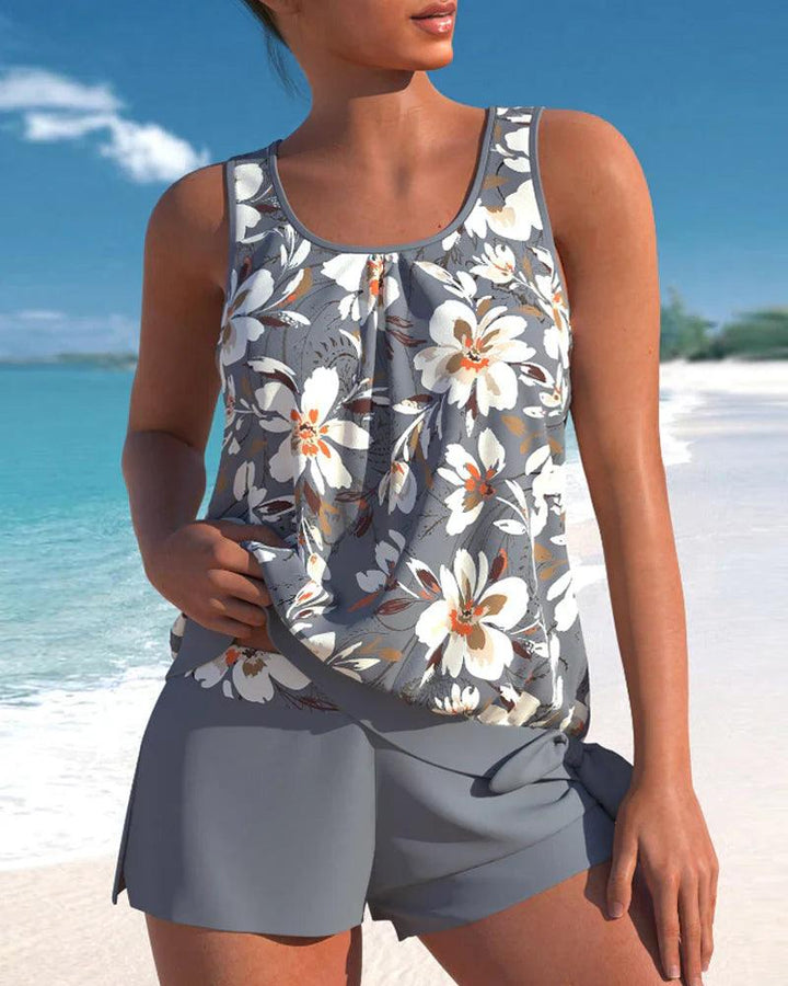 Calantha | Women's Floral Print Two Piece Tankini Swim Set