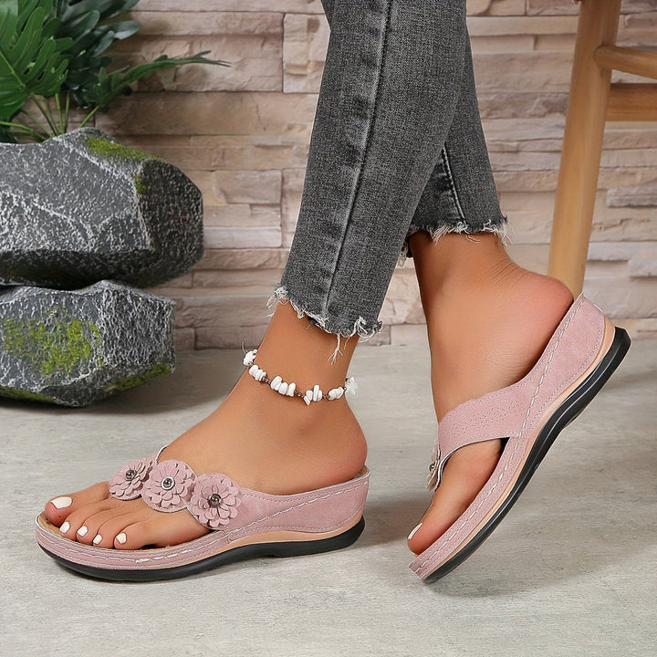 Orthea | Women’s Orthopedic Summer Sandals with Floral Accent
