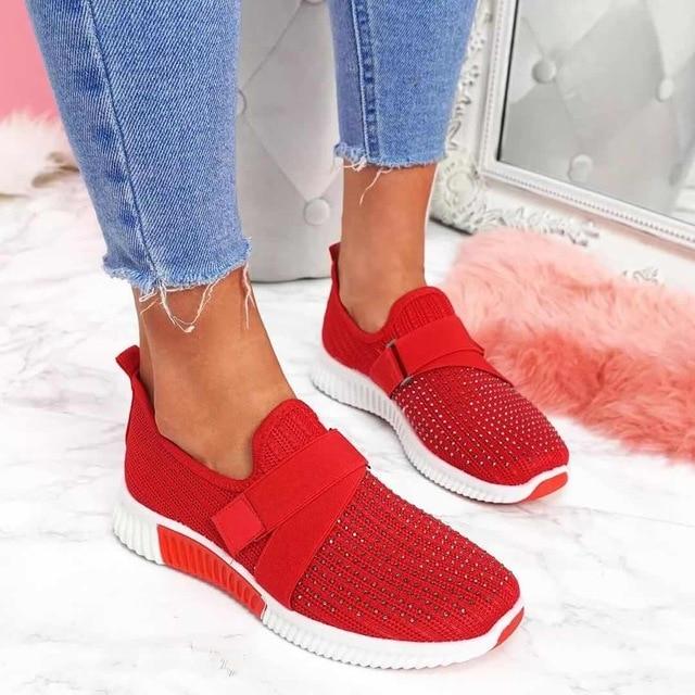 Chive | Women's Breathable Mesh Slip-on Sneakers with Criss cross Strap