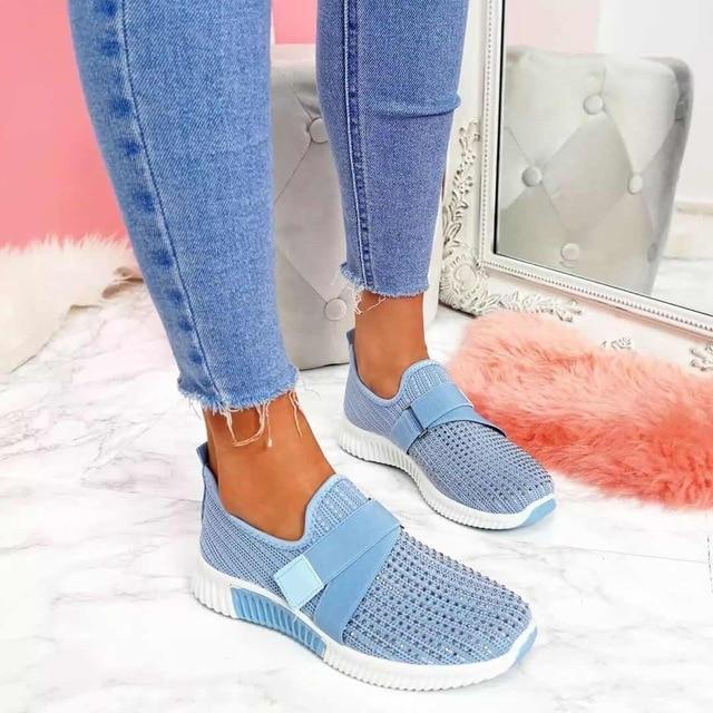 Chive | Women's Breathable Mesh Slip-on Sneakers with Criss cross Strap