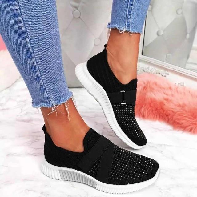 Chive | Women's Breathable Mesh Slip-on Sneakers with Criss cross Strap