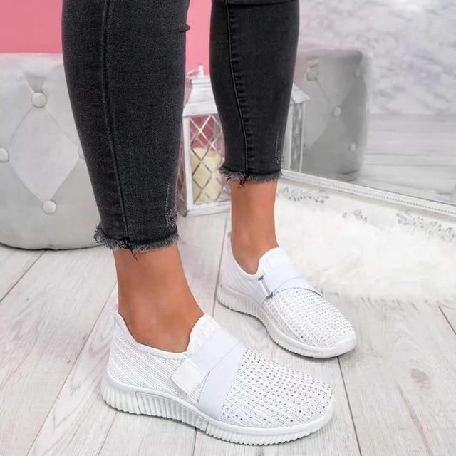Chive | Women's Breathable Mesh Slip-on Sneakers with Criss cross Strap