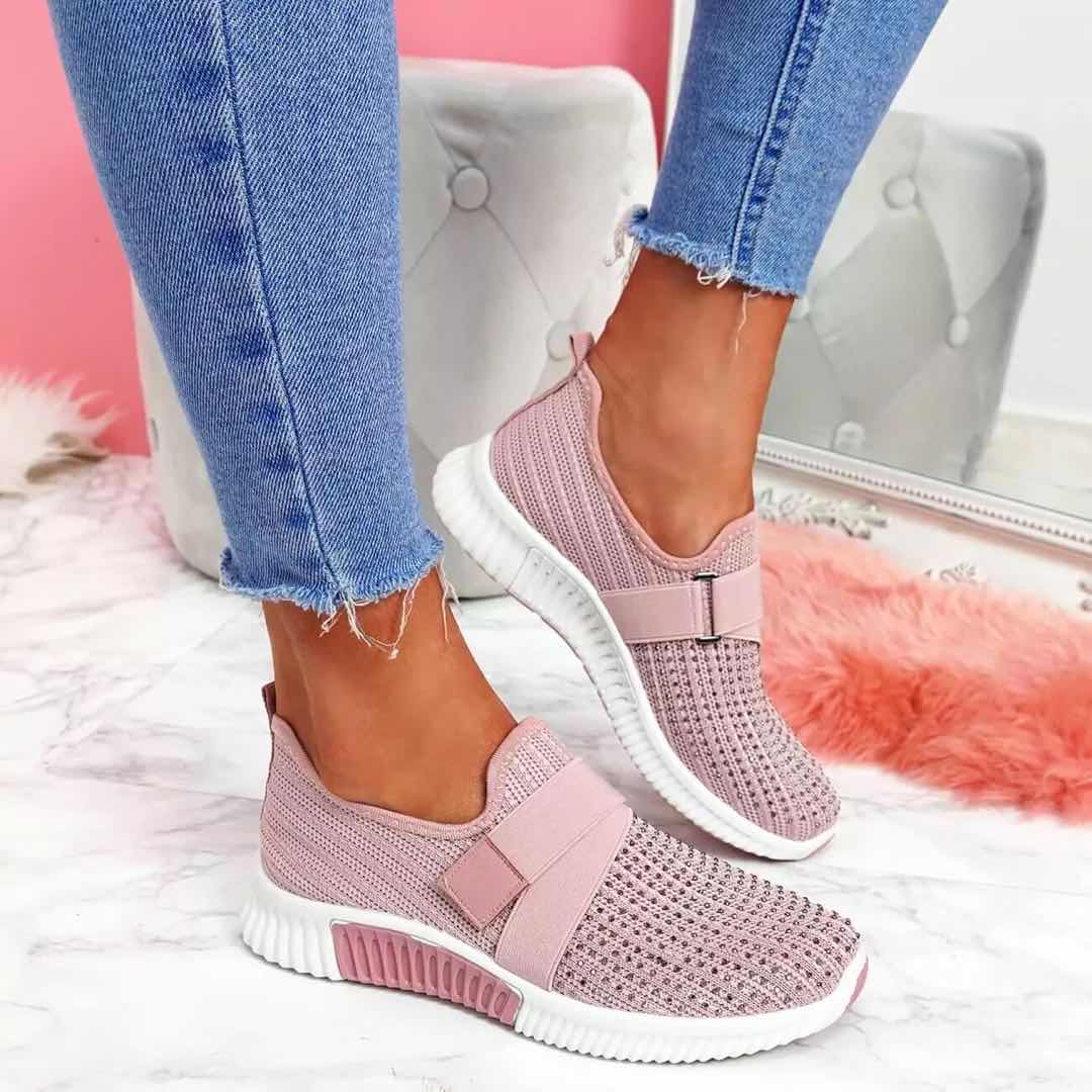 Chive | Women's Breathable Mesh Slip-on Sneakers with Criss cross Strap