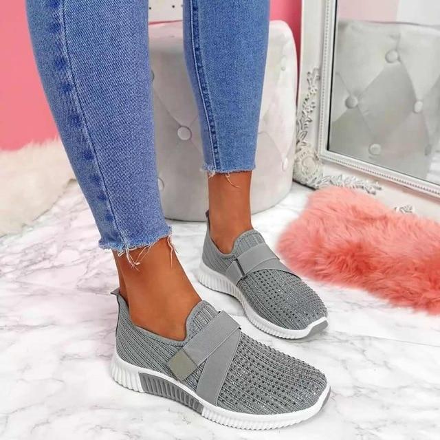 Chive | Women's Breathable Mesh Slip-on Sneakers with Criss cross Strap