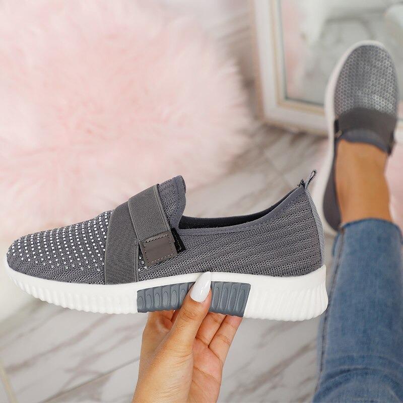 Chive | Women's Breathable Mesh Slip-on Sneakers with Criss cross Strap