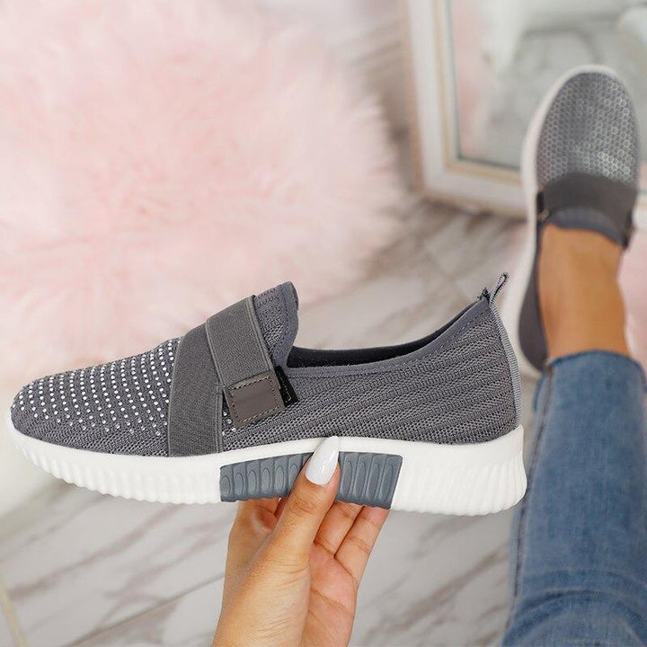 Chive | Women's Breathable Mesh Slip-on Sneakers with Criss cross Strap