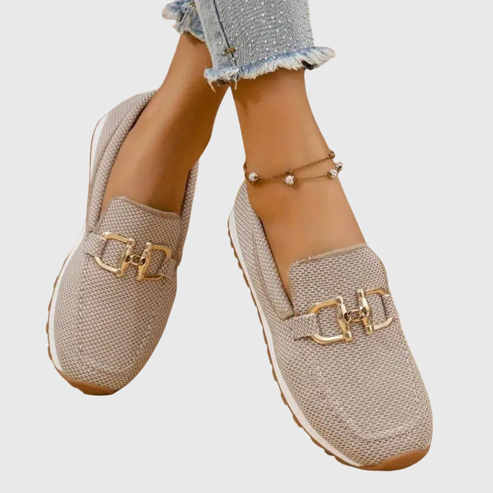 Emsley | Women's Knit Slip On Loafers with Gold Hardware