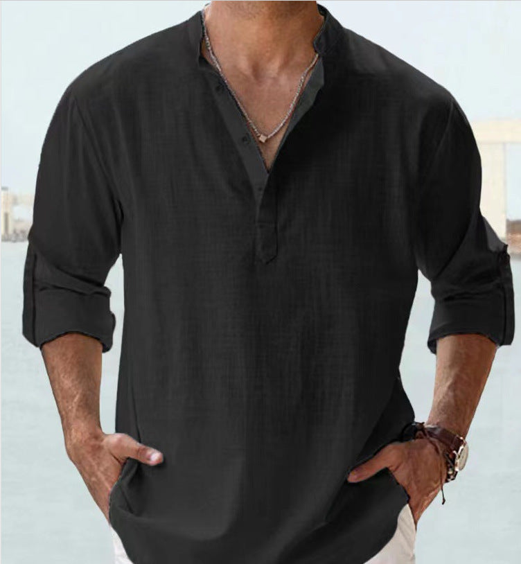 Edward | Men’s Casual Long Sleeve Shirt with Half Buttons