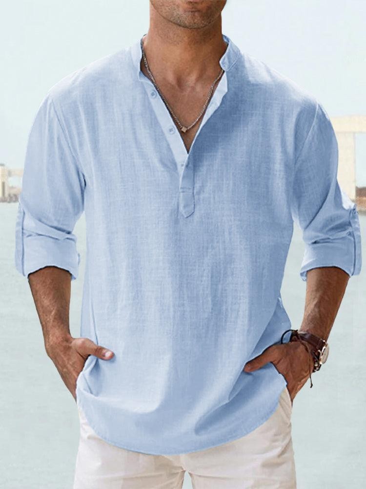 Edward | Men’s Casual Long Sleeve Shirt with Half Buttons