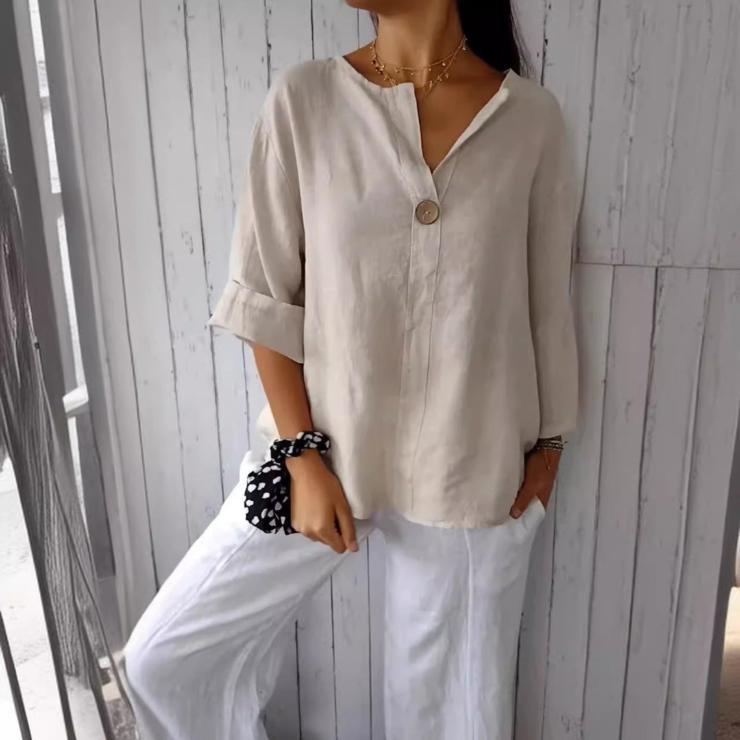 Gracey| Women’s One Button Blouse with Half Sleeves