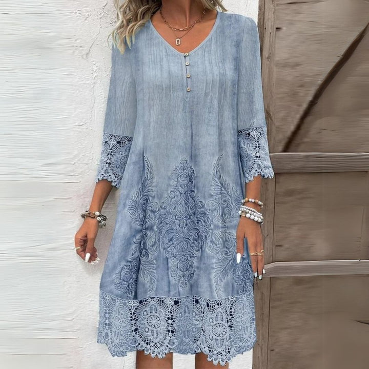 Zafira | Women's Long Sleeve Midi Dress with Cuff and Hem Laces
