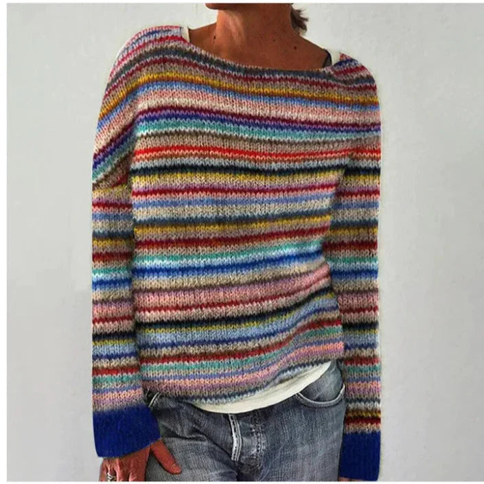 Soraya | Women's Printed Soft Knit Sweater with Boat Neck