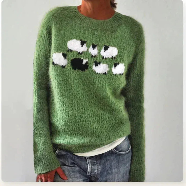 Soraya | Women's Printed Soft Knit Sweater with Boat Neck