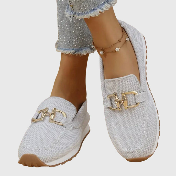 Emsley | Women's Knit Slip On Loafers with Gold Hardware