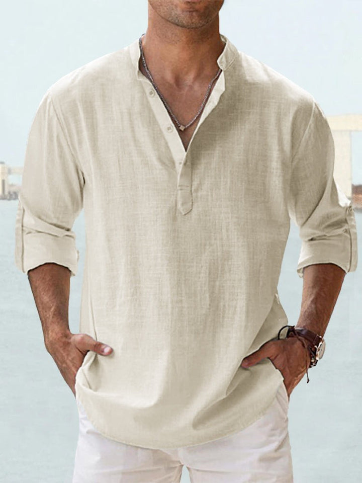 Edward | Men’s Casual Long Sleeve Shirt with Half Buttons