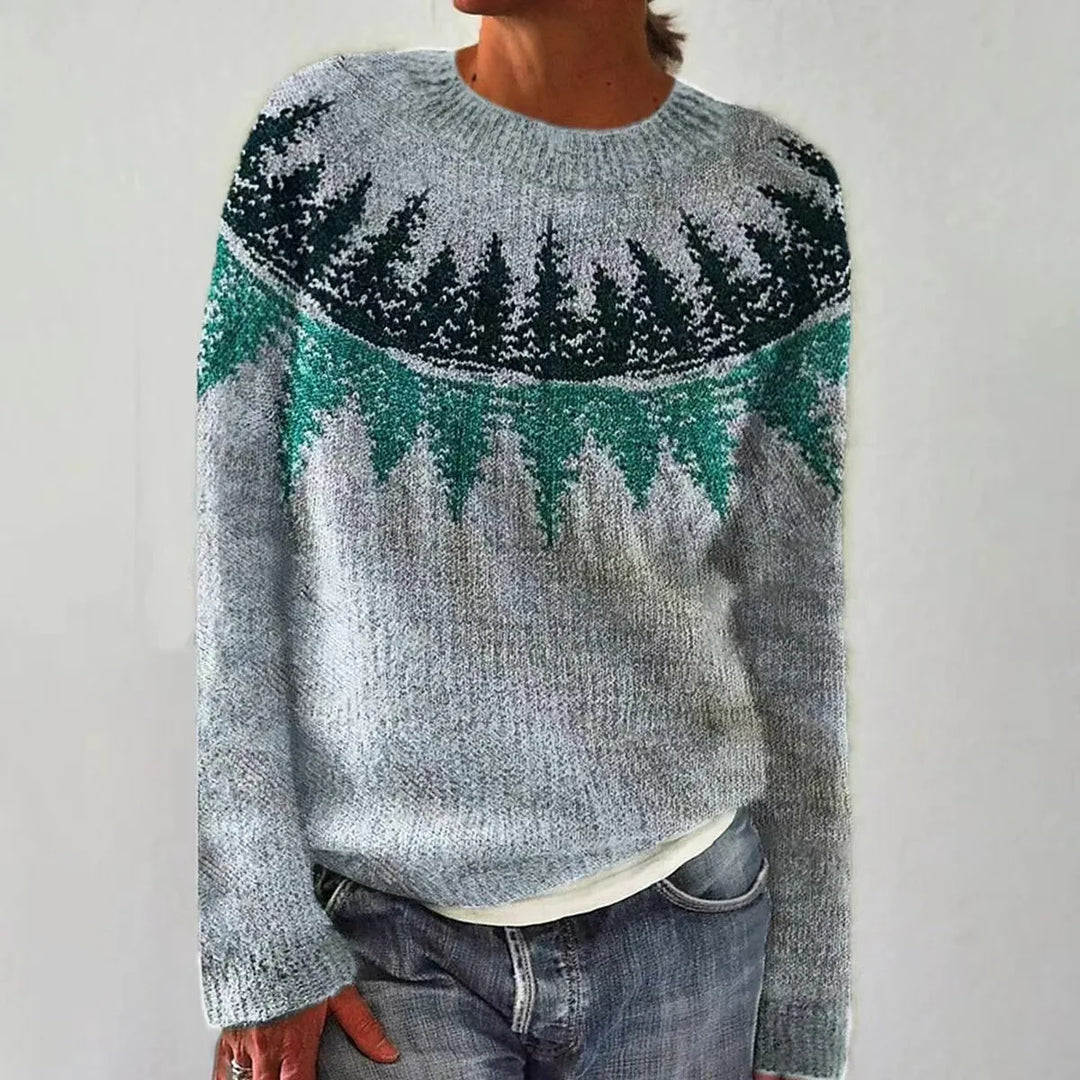 Soraya | Women's Printed Soft Knit Sweater with Boat Neck