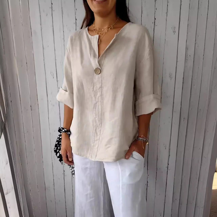 Gracey| Women’s One Button Blouse with Half Sleeves