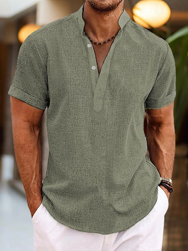Caspian | Men’s Half Button-Up Shirt with Short Sleeves