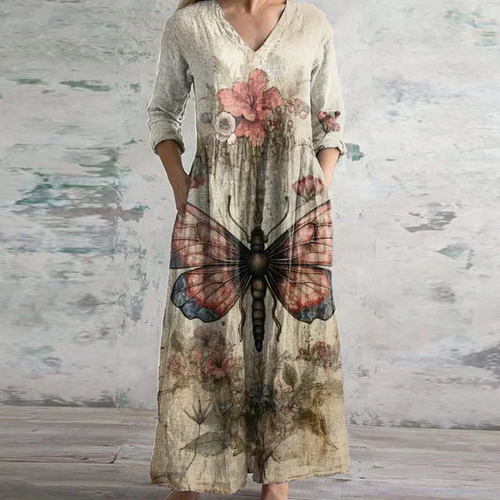 Kalina | Women's Classic Half Sleeve Floral Dress with V-neck