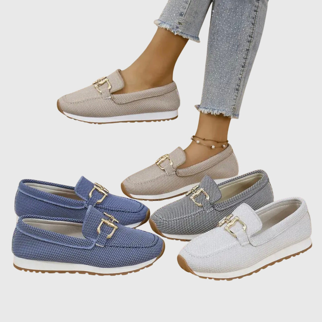 Emsley | Women's Knit Slip On Loafers with Gold Hardware