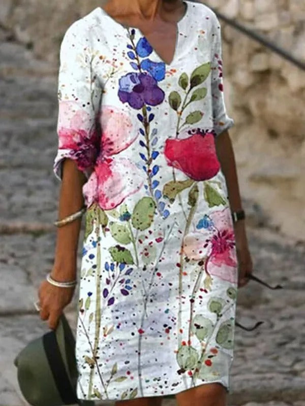 Arlisse | Women’s A-Line Printed Dress with V-neck
