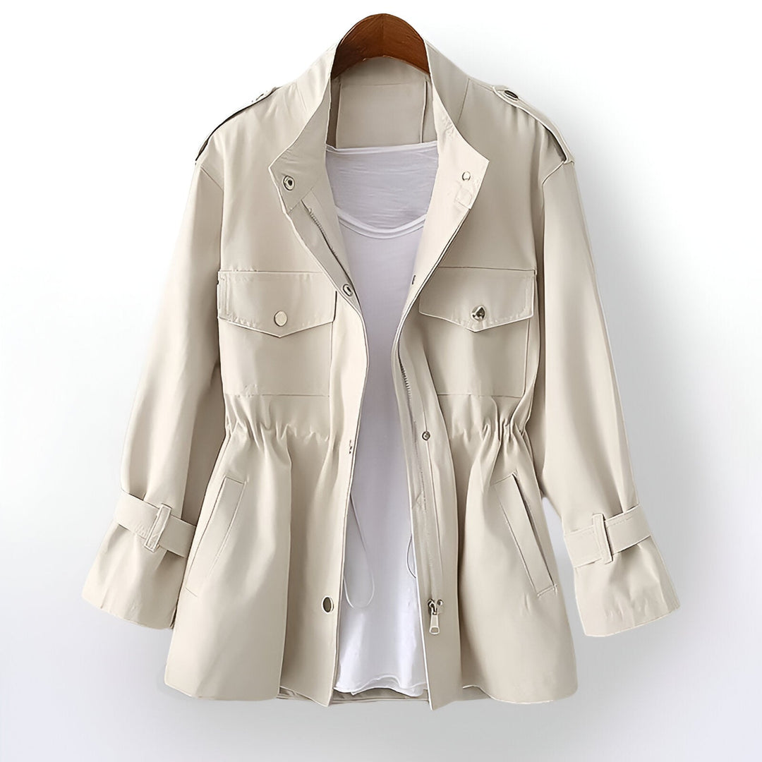 Delna | Women's Mid Length Coat with Elastic Waist