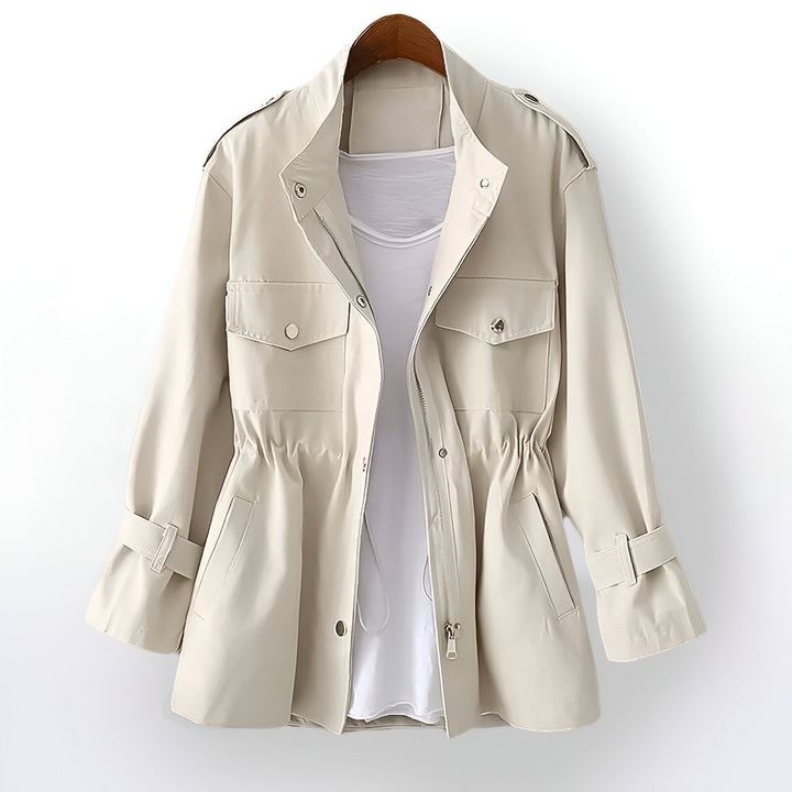 Delna | Women's Mid Length Coat with Elastic Waist