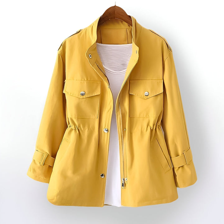 Delna | Women's Mid Length Coat with Elastic Waist