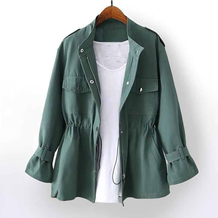 Delna | Women's Mid Length Coat with Elastic Waist