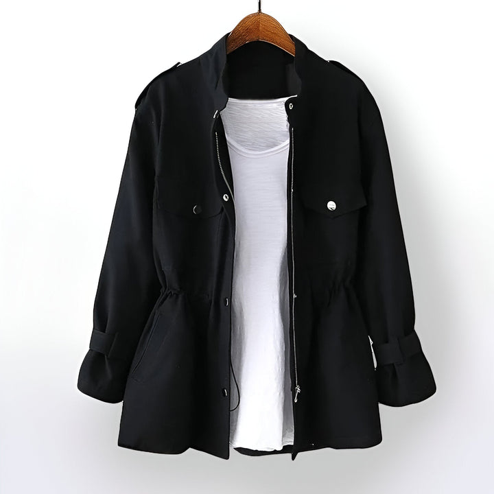 Delna | Women's Mid Length Coat with Elastic Waist